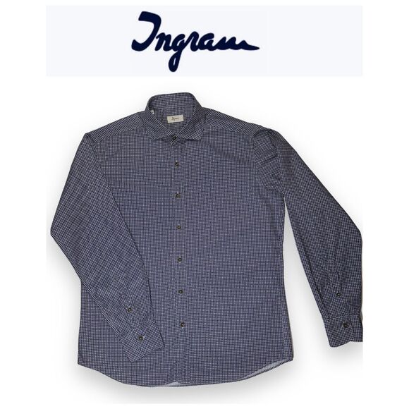 INGRAM Made in Italy 🇮🇹 long sleeve casual button-up Sz Medium - Picture 1 of 13